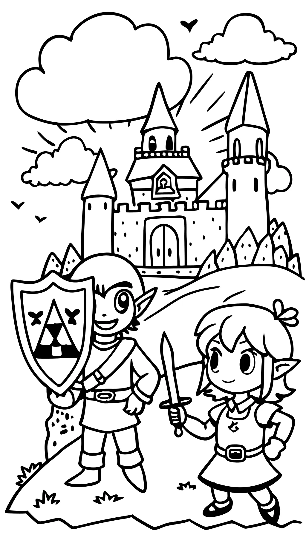 Páginas para colorear de Link y Zelda